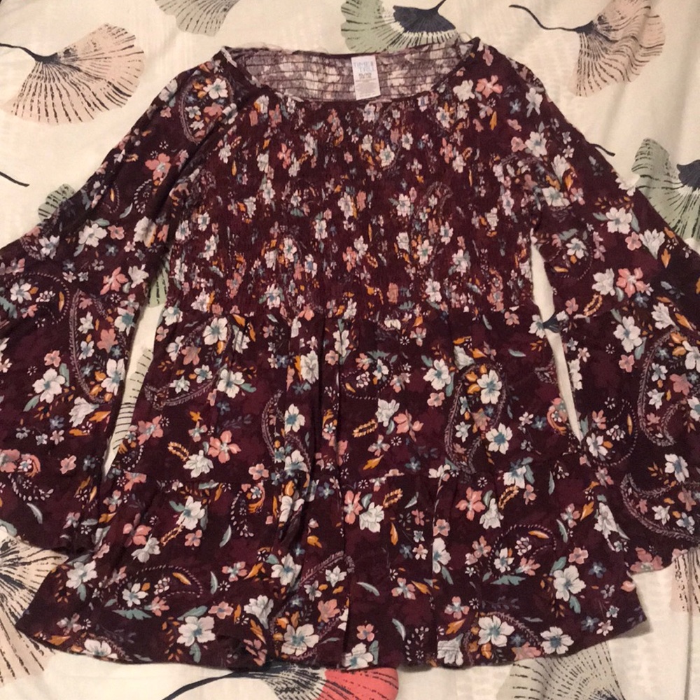 Floral Boho Tunic Blouse Flared Sleeve